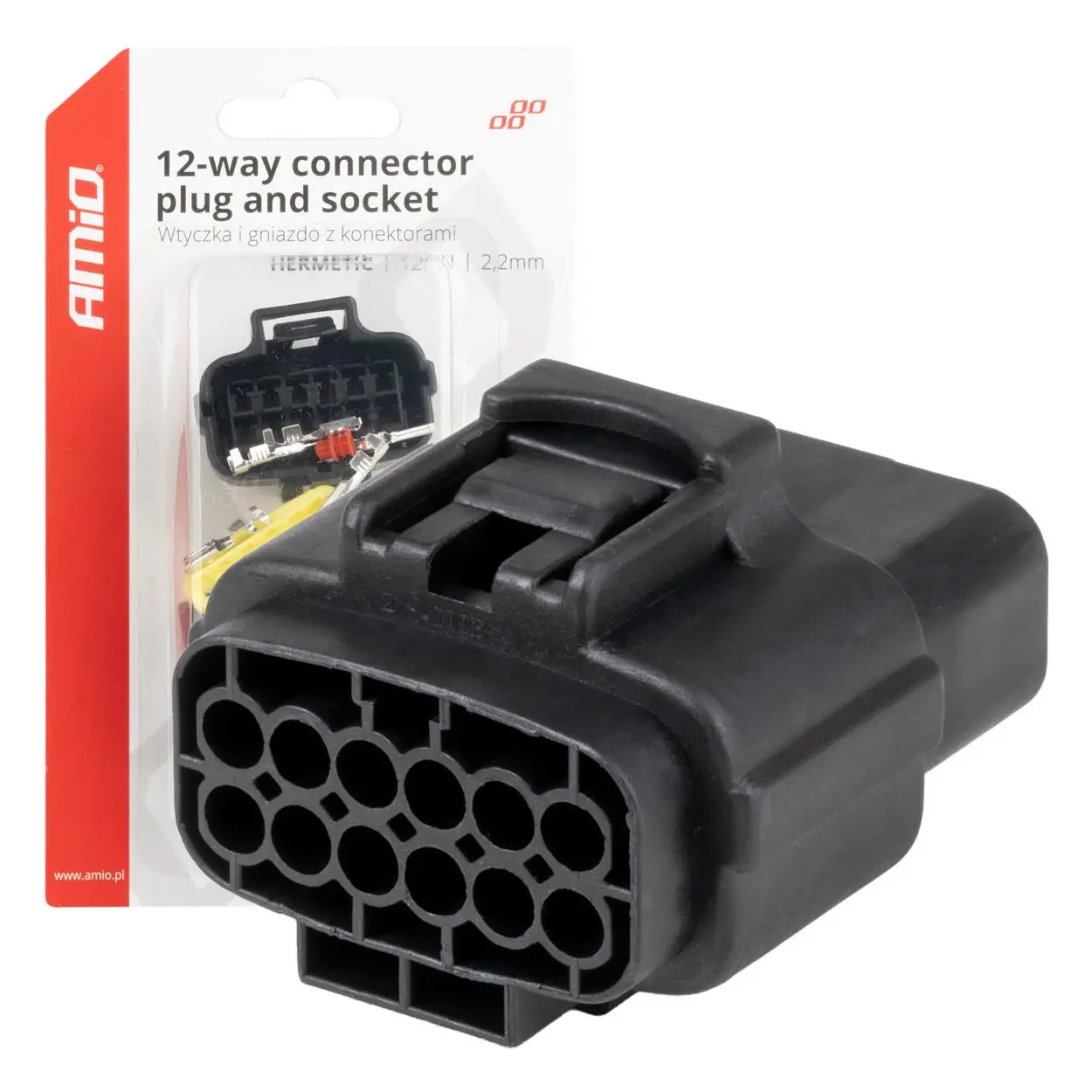 Sada elektrických konektorů vodotěsných 12 PIN 2,2 mm AMiO-04352