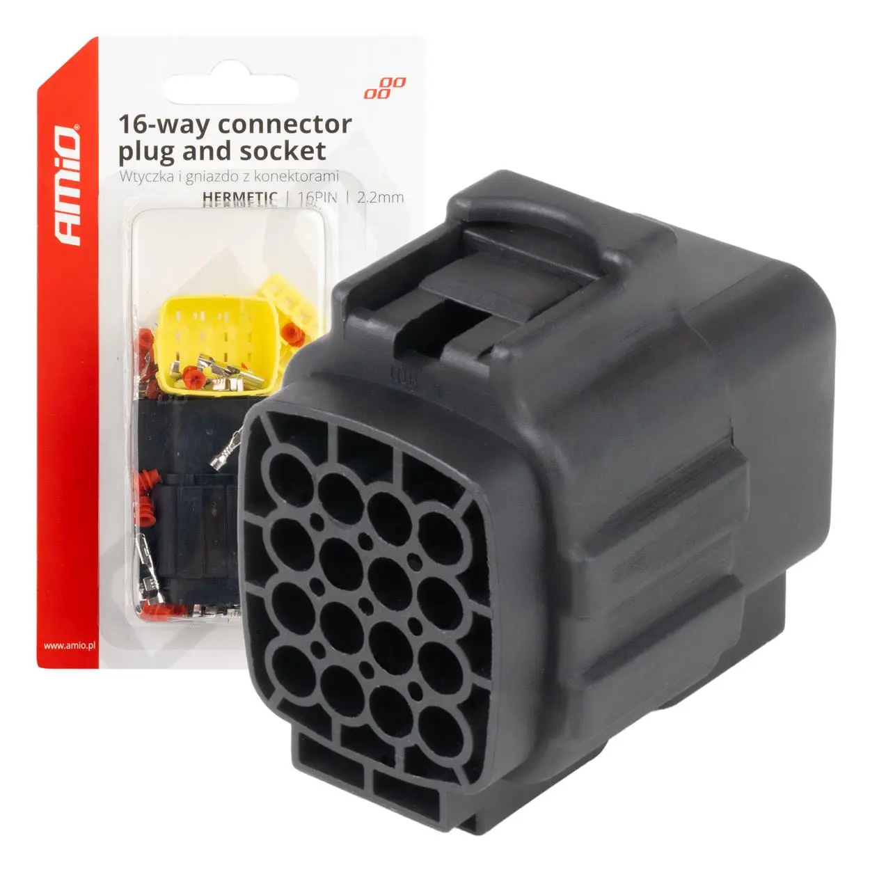 Sada elektrických konektorů vodotěsných 16 PIN 2,2 mm AMiO-04353