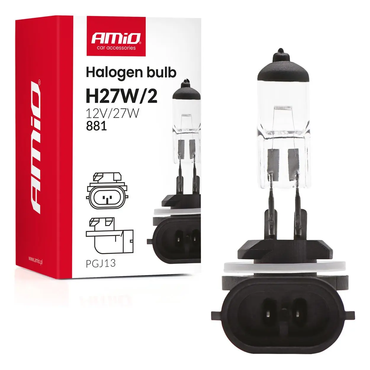 Halogénová žiarovka H27W/2 881 PGJ13 12V 27W AMiO-04413