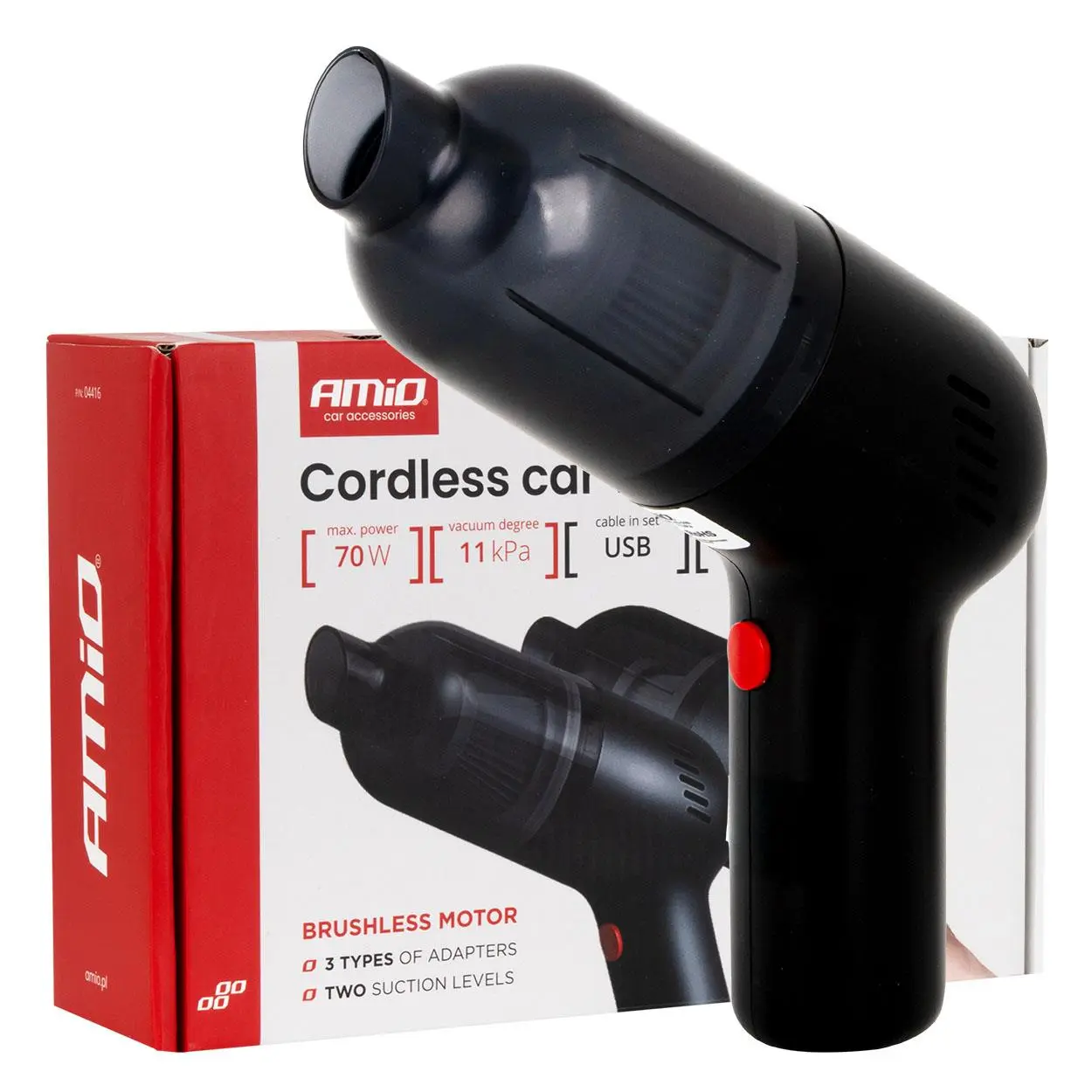 Bezdrátový vysavač do auta 70W 11kPa USB-C VC-08 HEPA AMIO-04416
