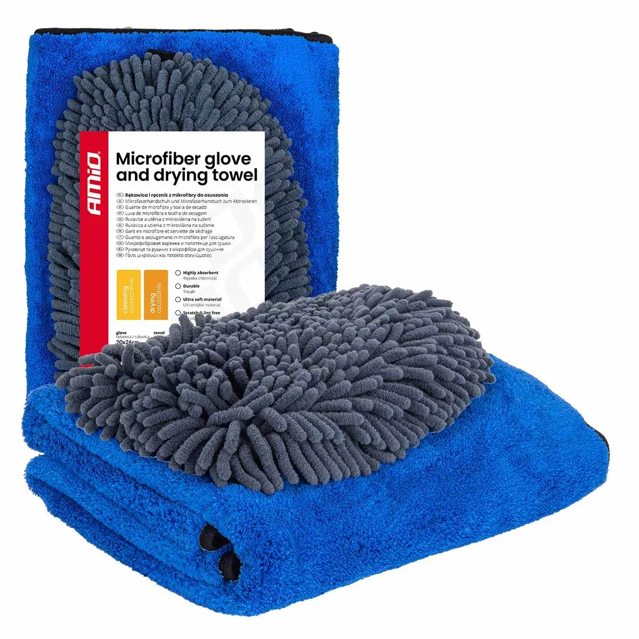 Rukavice a utěrka na sušení z mikrovlákna 94/800gsm 20x26/60x90xcm AMiO-04489