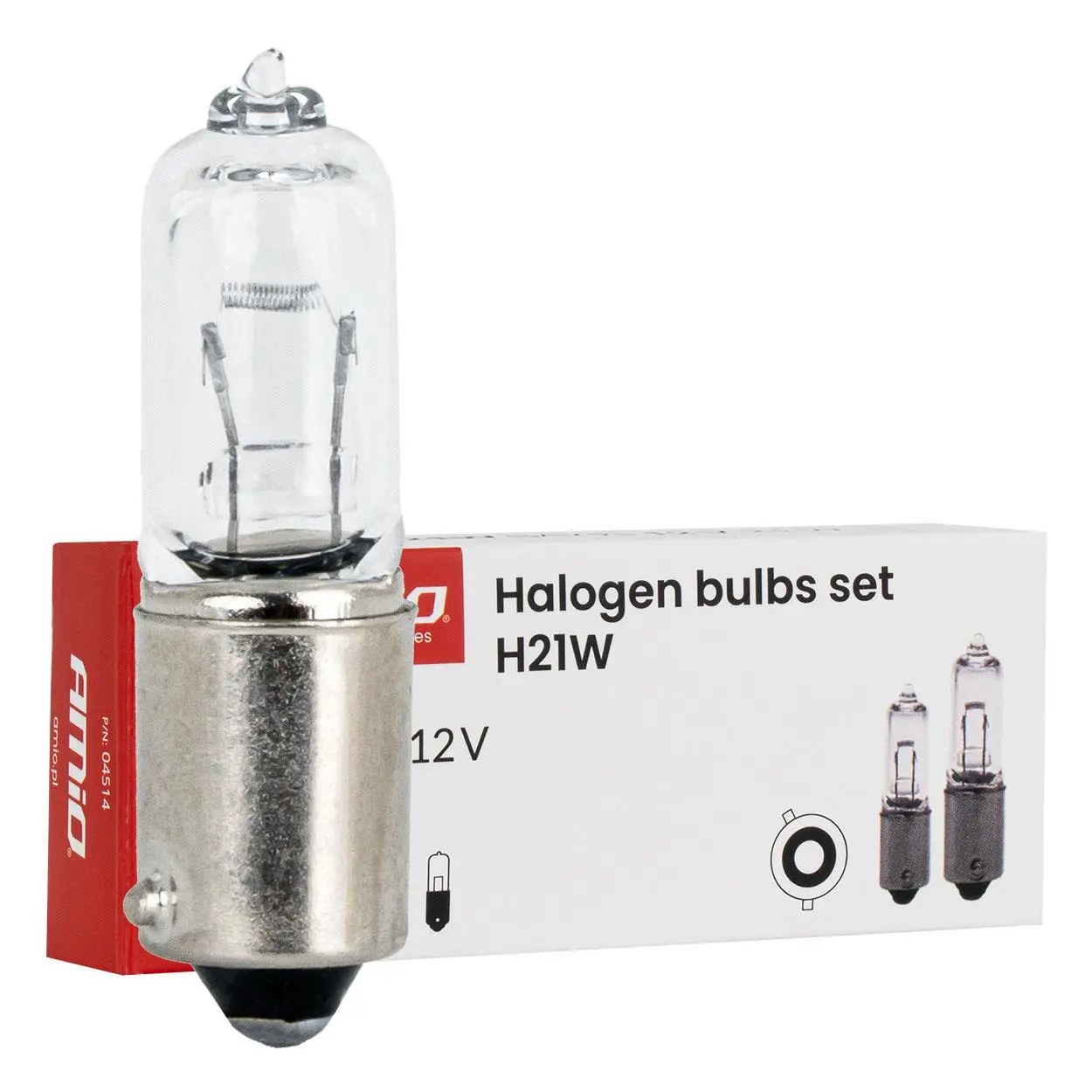Halogenové žárovky H21W 12V 21W BAY9s 10ks. AMIO-04514