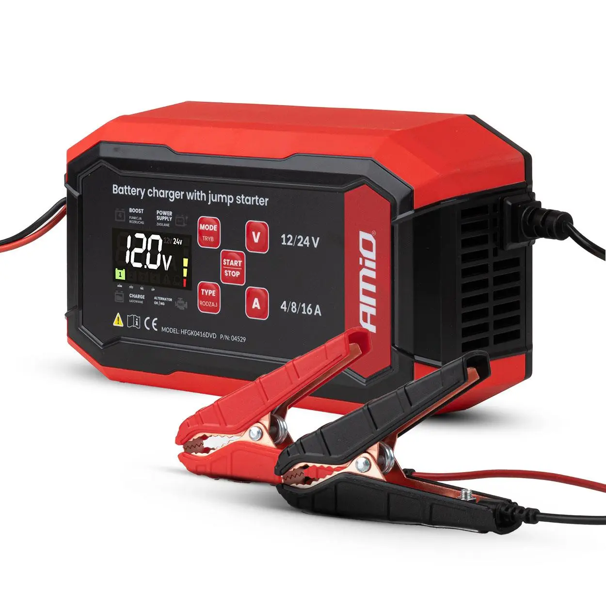 Nabíječka digitální BOOST AGM GEL STD LiFePo4 MAX 16A 12/24V PRO AMiO-04529