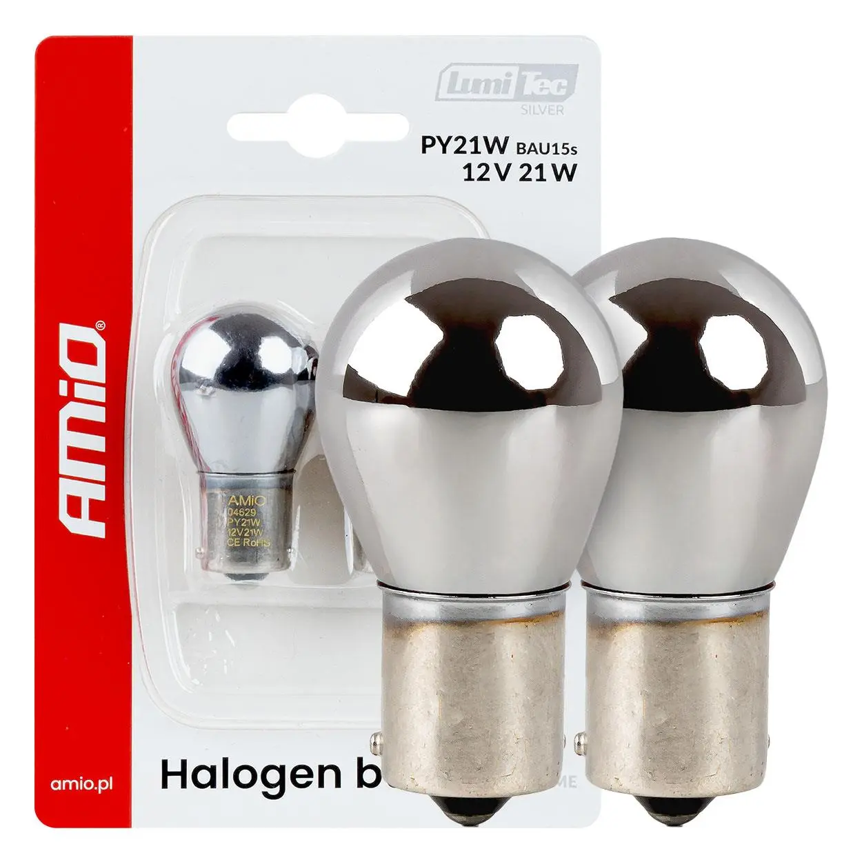 Halogenové žárovky PY21W 12V21W BAU15S LumiTec CHROME 2ks AMiO-04629 =