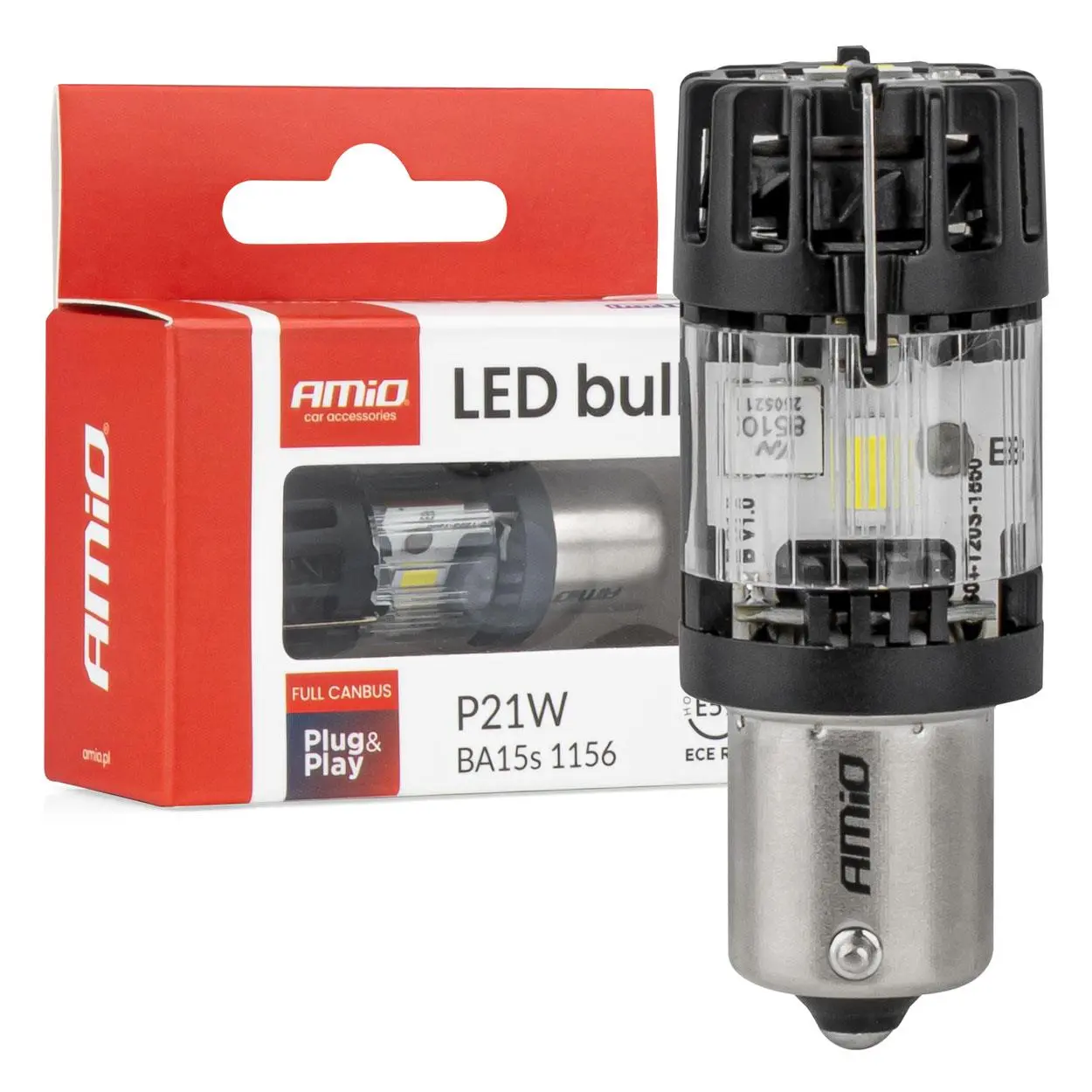 LED žárovka LumiTec BA15S P21W 12V FULL CANBUS bílá 1 ks AMiO-04688