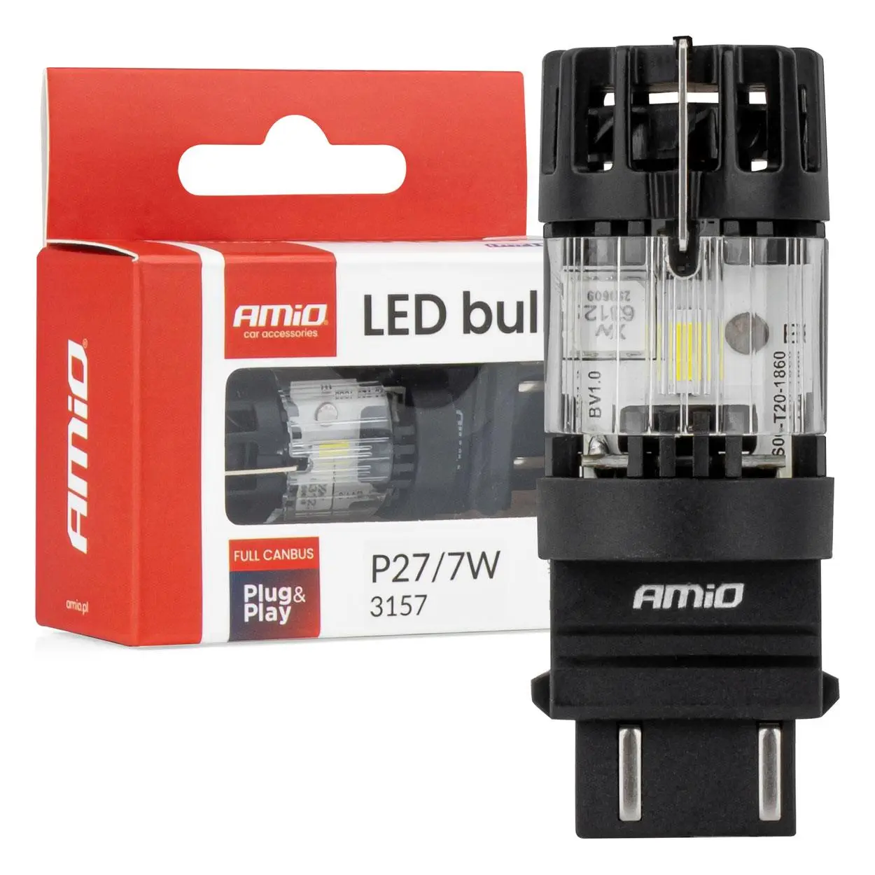 LED žárovka LumiTec 3157 P27/7W 12V FULL CANBUS bílá 1ks AMiO-04691
