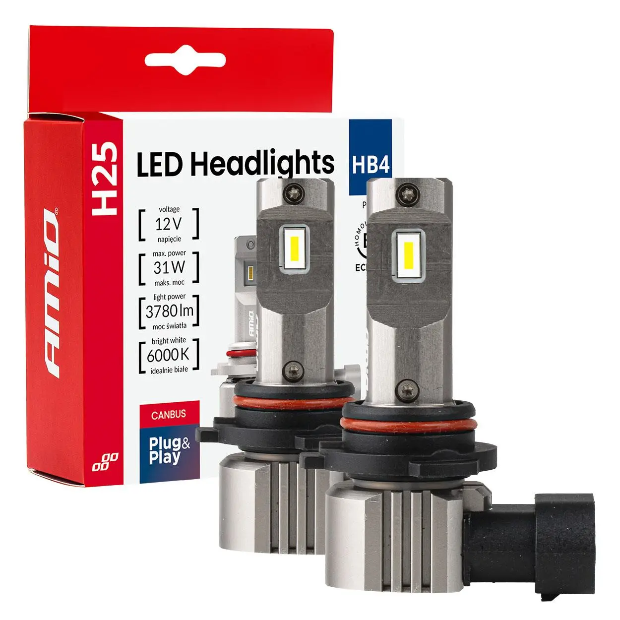 LED žárovky hlavního svícení Série H25 CANBUS HB4 9006 12V 31W AMIO-04715