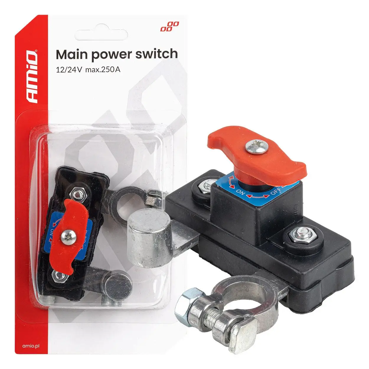 Hlavný vypínač autobatérie 12 V 24 V 250 A 04831 AMiO