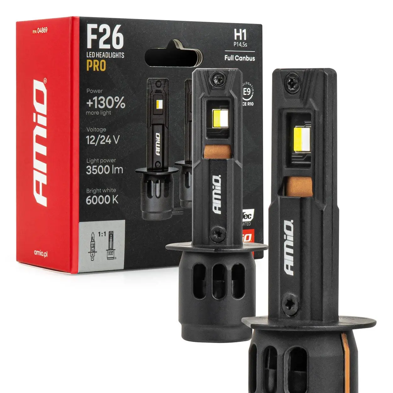 LED žárovky hlavního svícení série F26 PRO LumiTec LIMITED +130% DUO FULL CANBUS H1 12V 24V AMiO-04869