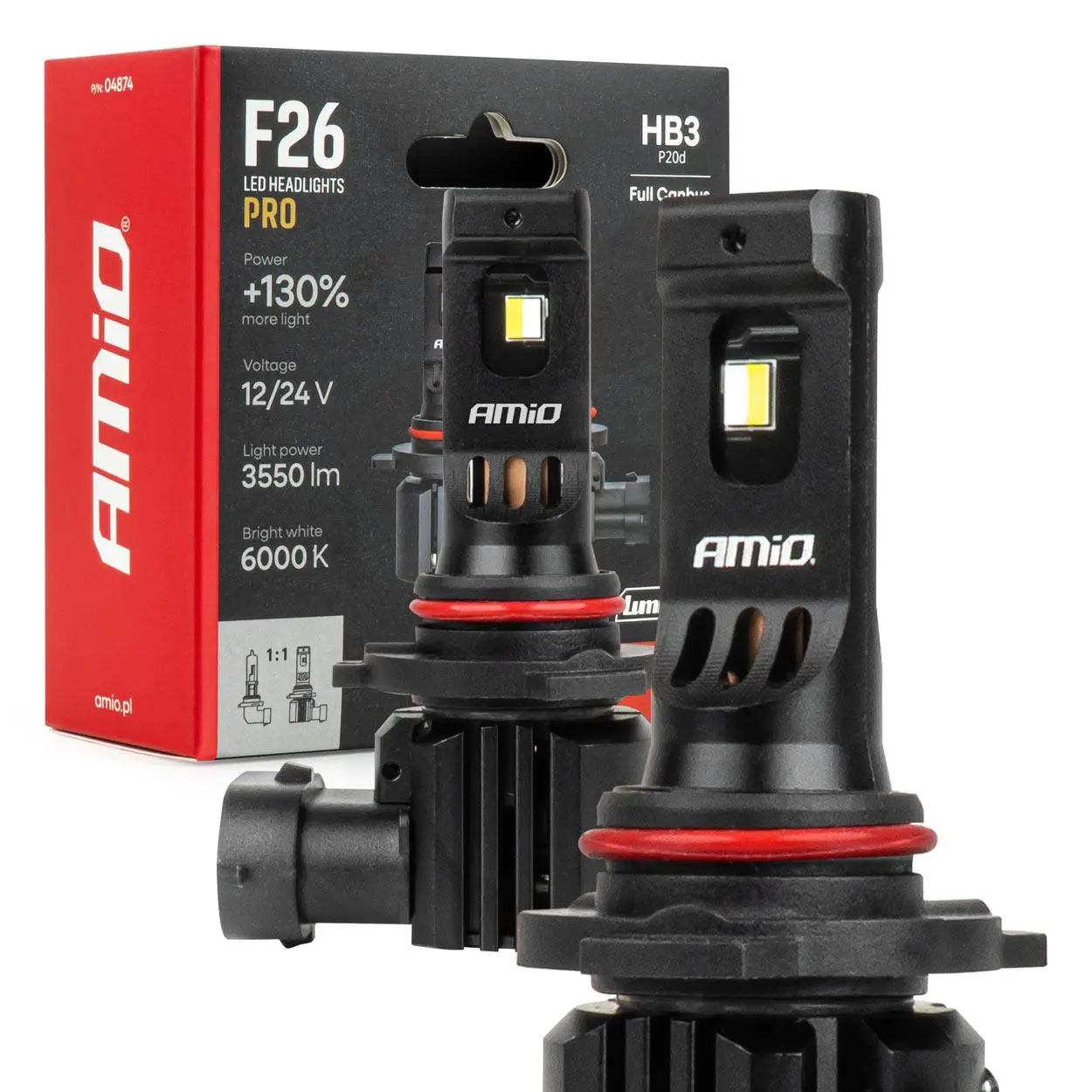 LED žárovky hlavního svícení série F26 PRO LumiTec LIMITED +130% DUO FULL CANBUS HB3 12V 24V AMiO-04874