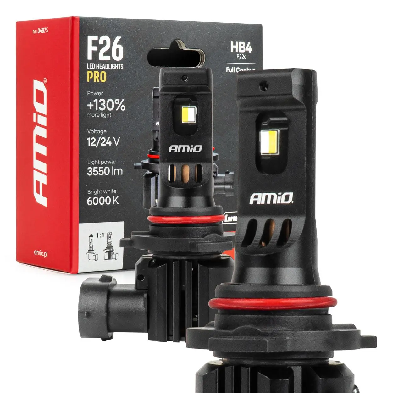 LED žárovky hlavního svícení série F26 PRO LumiTec LIMITED +130% DUO FULL CANBUS HB4 12V 24V AMiO-04874 04875