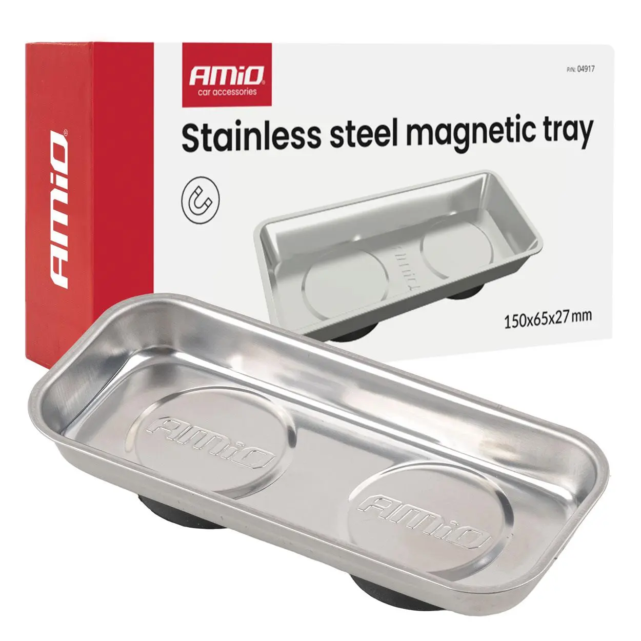 Magnetická miska z nerezové oceli 150 x 65 27 mm AMiO 04917