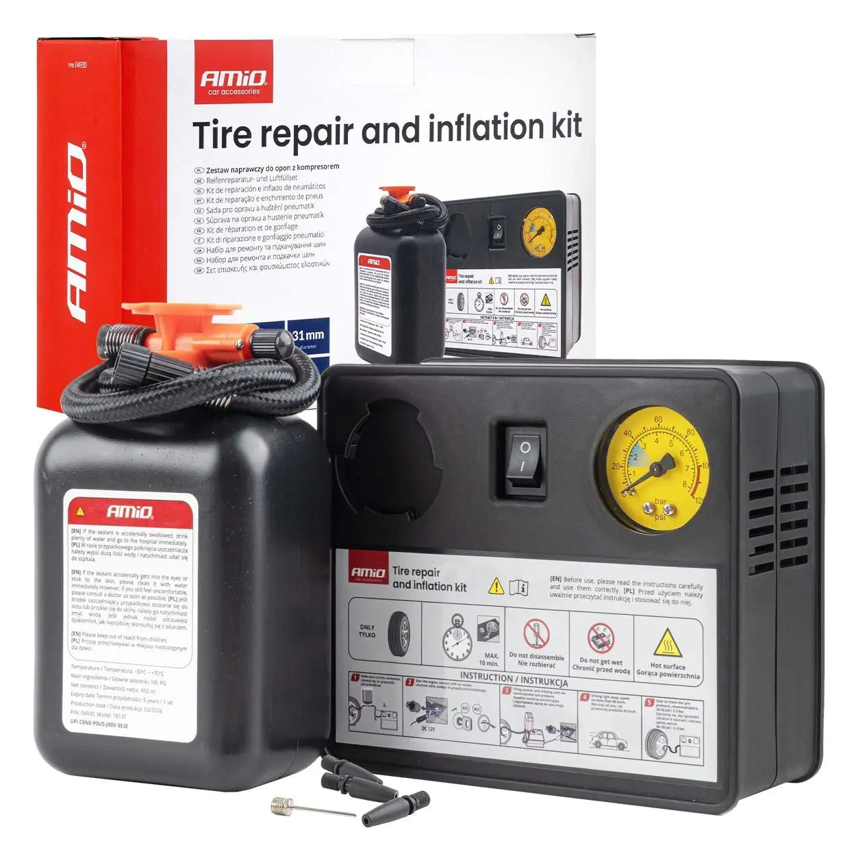 Sada na opravu a huštění pneumatik 31 mm 12 V AMiO 04930