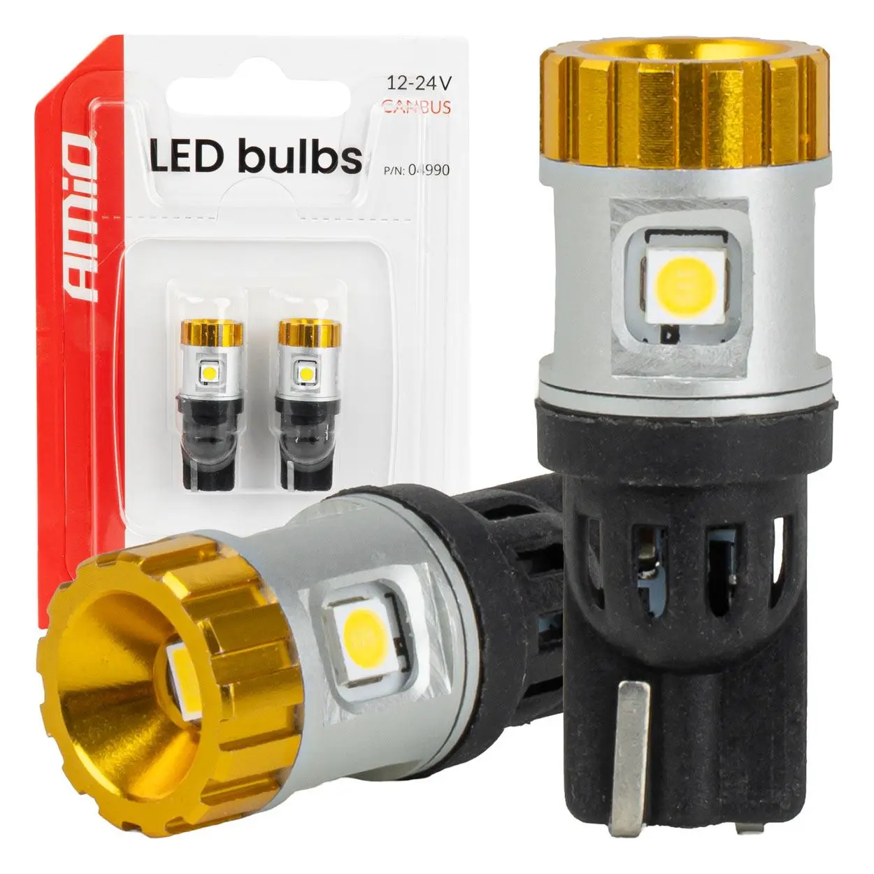 LED žárovky CANBUS T10 3030 4SMD + 3020 1SMD Bílá 12/24V AMiO-04990