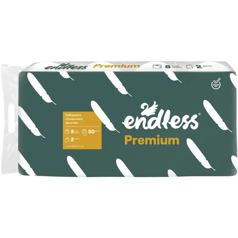 Endless Premium, Toaletní papír 2 vrstvý, 50m/rolka, 8ks v balení