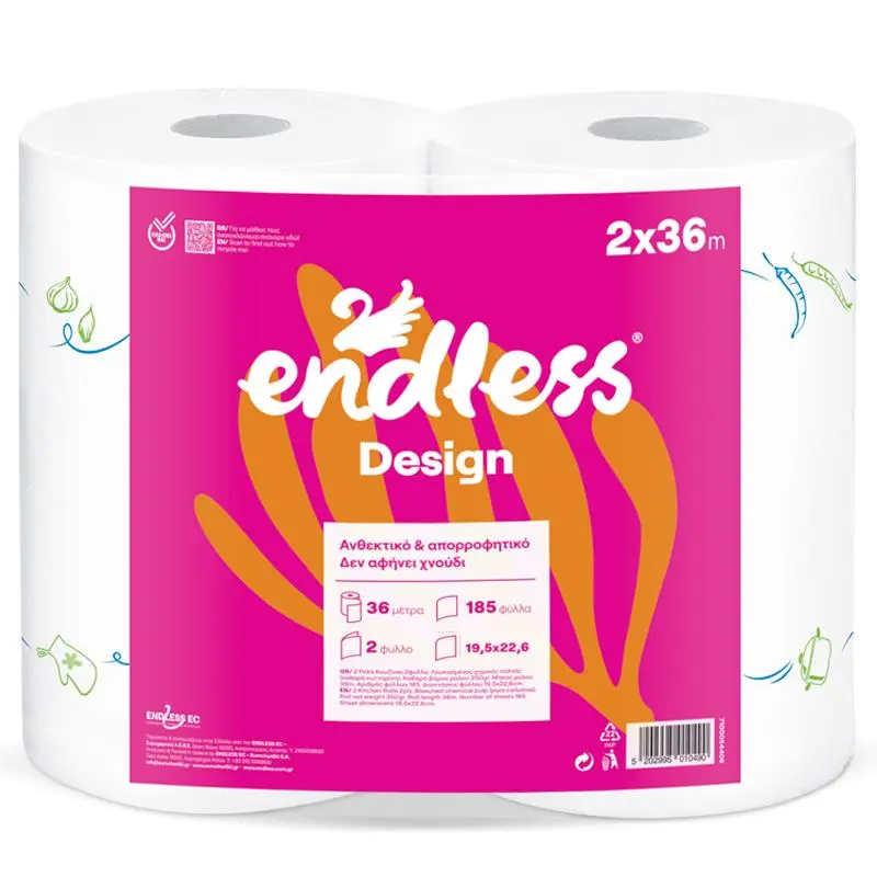 Endless Design, 2 vrstvá papírová utěrka, kuchyňská rolka, 2x36m