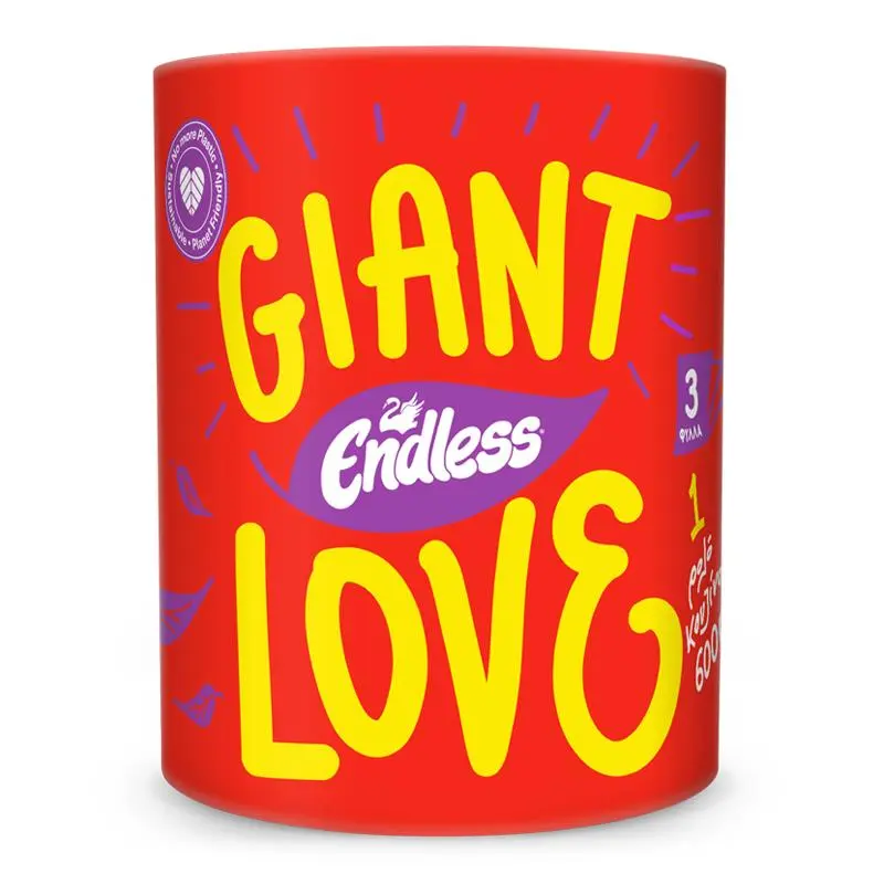 Endless Giant Love, 3 vrstvá papírová utěrka, kuchyňská rolka 40m, 600g
