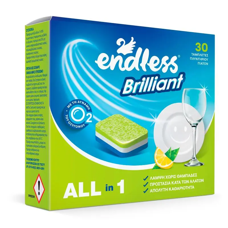 Endless Brilliant, Čistící tablety do myčky, 30ks v balení