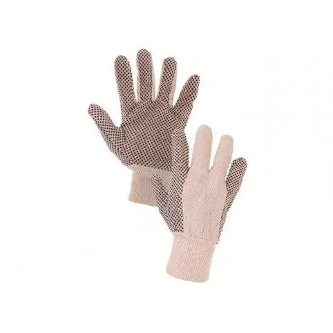 Textilní rukavice GABO s PVC terčíky, bílé, 10"