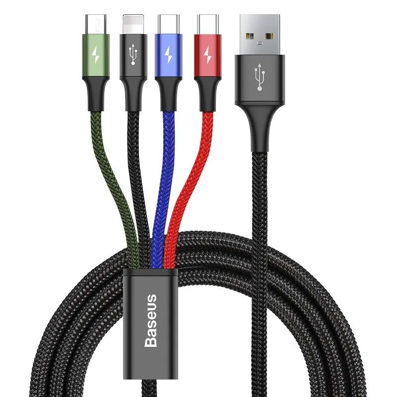 USB kabel Baseus Fast 4v1 Lightning/micro 3,5A 1,2m černý - BAS27849