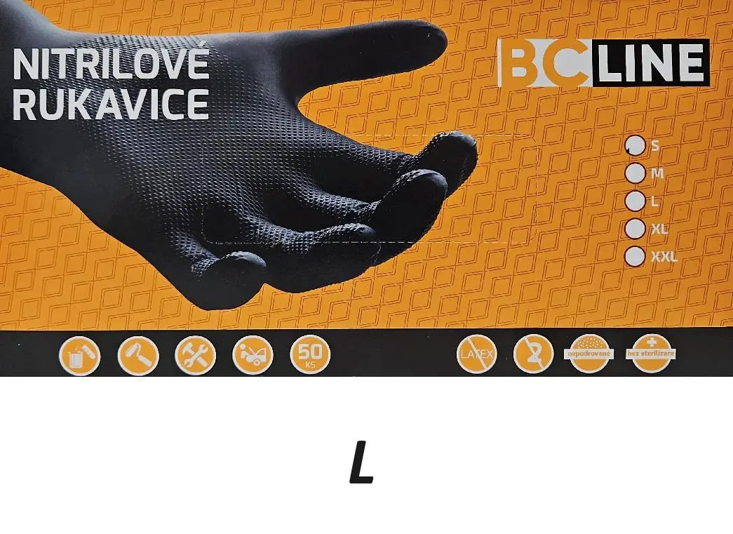 BC LINE gripové, nitrilové, protiskluzové rukavice L balení 50ks