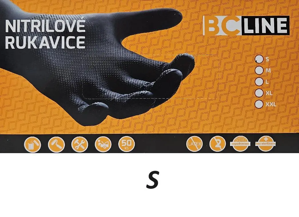 BC LINE gripové, nitrilové, protiskluzové rukavice S balení 50ks