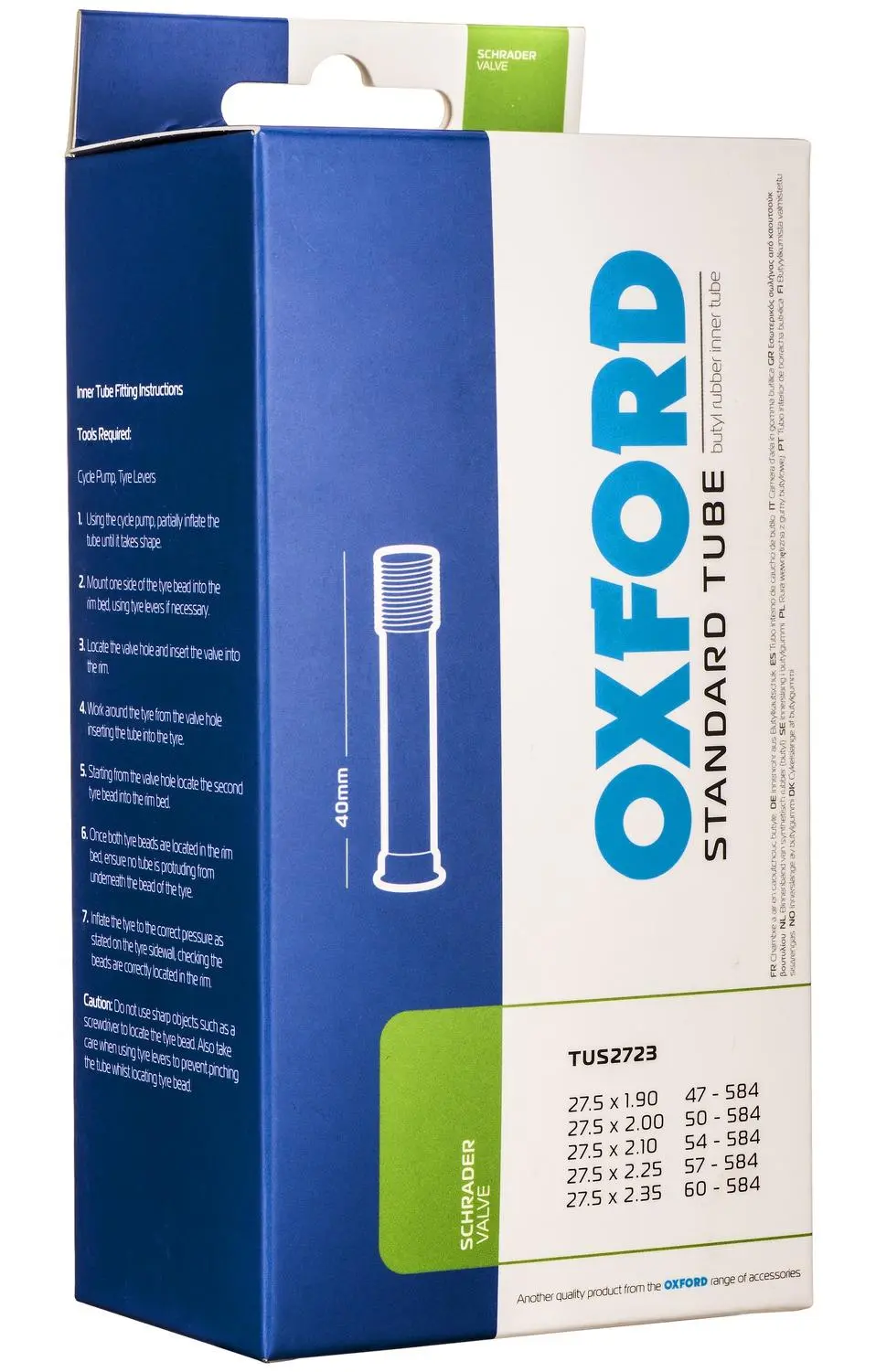 Cyklo duše 27,5 x 1,9/2,3, auto ventilek,