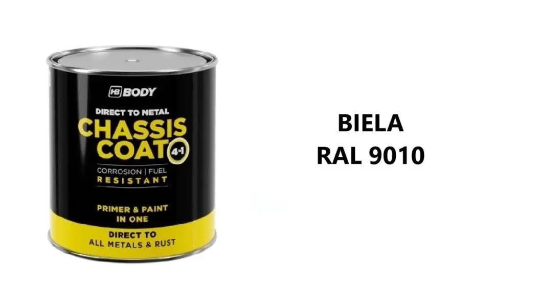 HB BODY 410 chassis coat, polomat - barva na kov a střechy 4 v 1 RAL 9010 bílá 750ml
