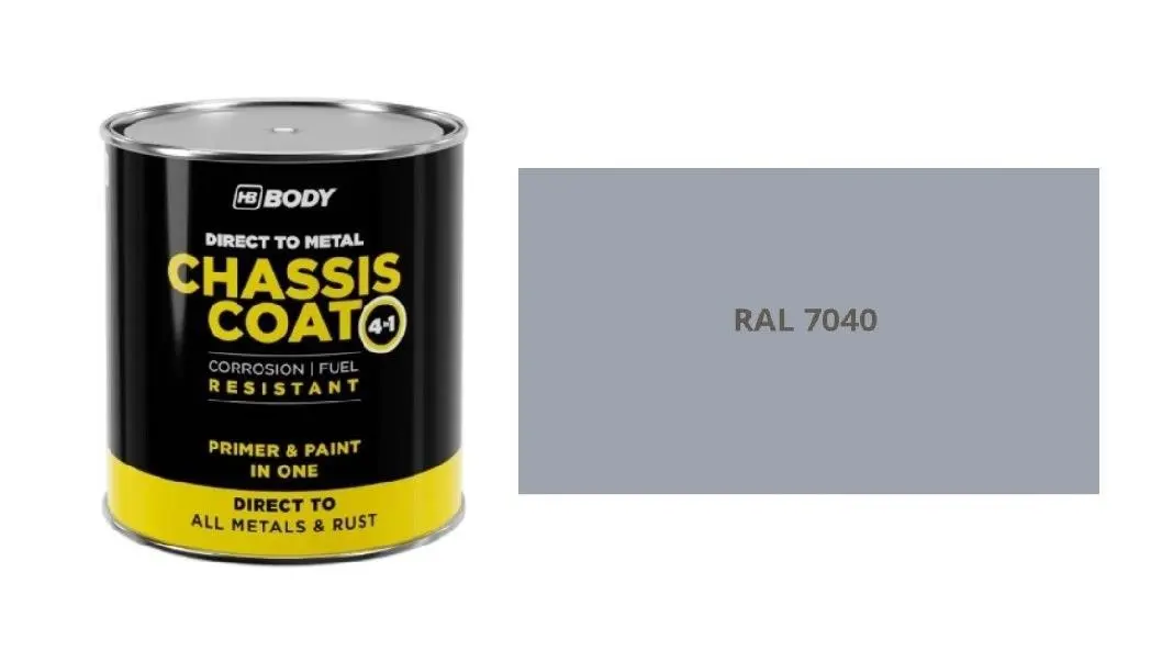 HB BODY 410 chassis coat, polomat - barva na kov a střechy 4 v 1 RAL 7040 750ml