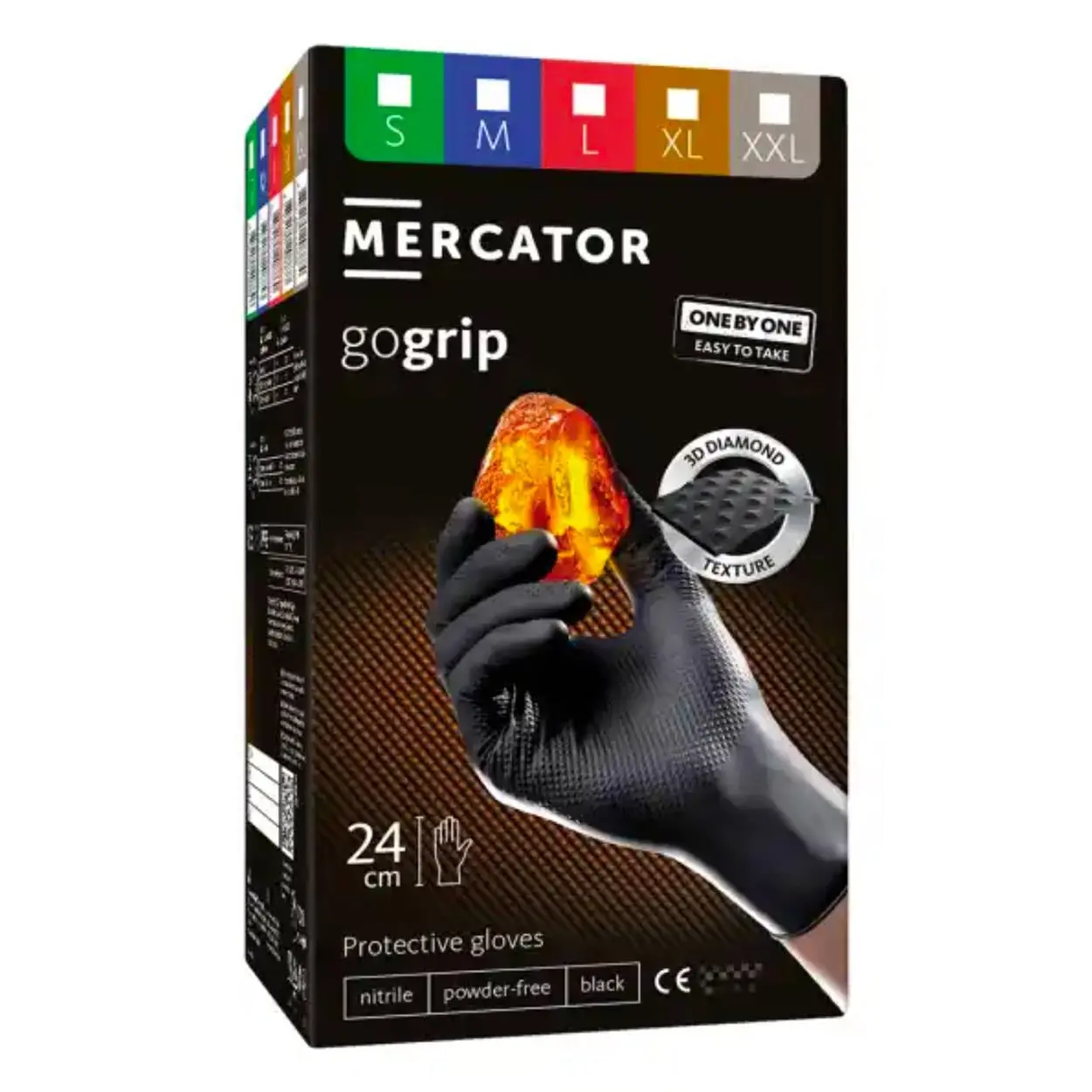 Nitrilové rukavice MERCATOR GoGrip ONE-BY-ONE ČERNÉ 100ks XXL
