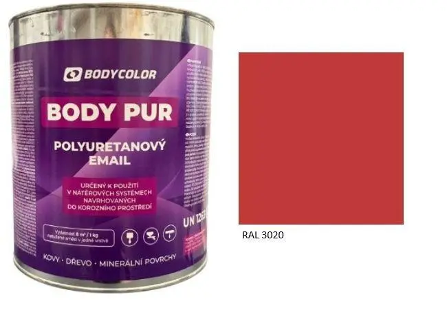 Polyuretanová barva 4:1 lesklá RAL 3020 dopravní červená, 4,5 l BODY COLOR PRM434