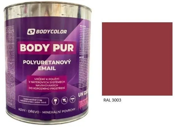 Polyuretanová barva 4:1 matná RAL 3003 rubínově červená, 0,75 l BODY COLOR PRM611