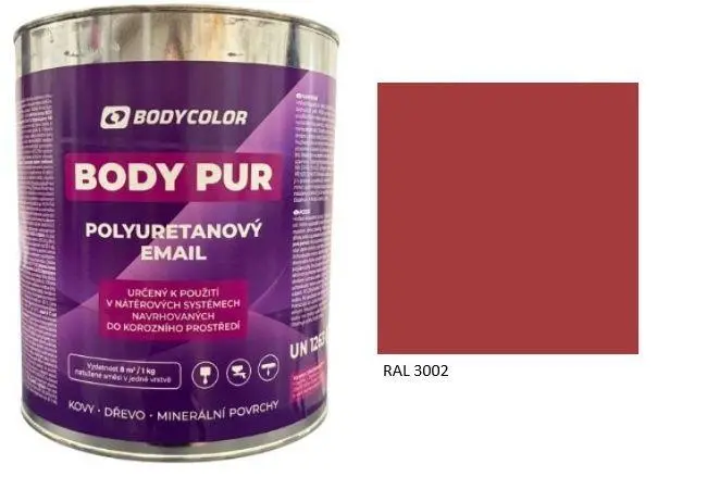Polyuretanová barva 4:1 matná RAL 3002 karmínově červená, 2,25 l BODY COLOR PRM800