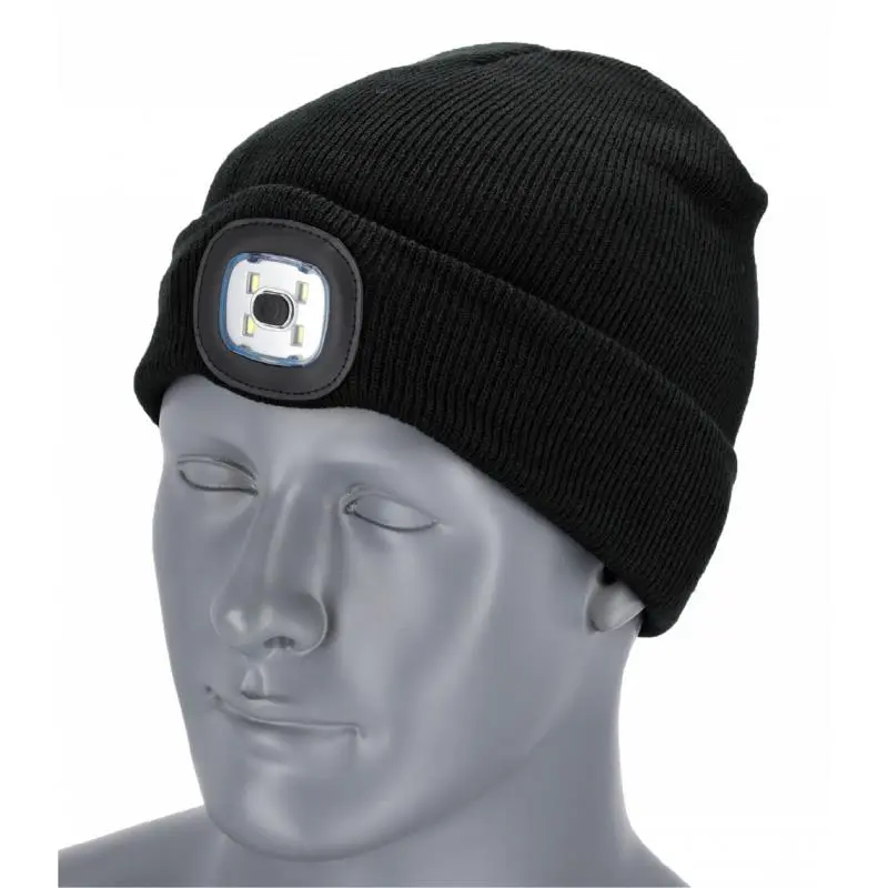 Čepice na zimu černá s LED světlem - RAY KIDS
