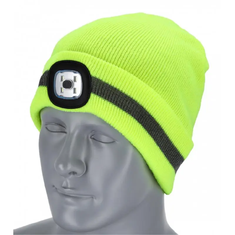 Čepice na zimu žlutá s LED světlem - RAY FLUO