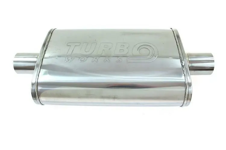 TurboWorkS Středový tlumič výfuku 3,5" (89 mm) TurboWorks LT 304SS 355 mm TW-TL-147