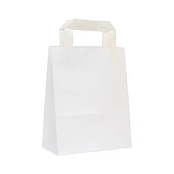 Papírová taška s plochým uchom 180x80x220 mm 500 ks/bal, bílá KRPA ZT18008022002