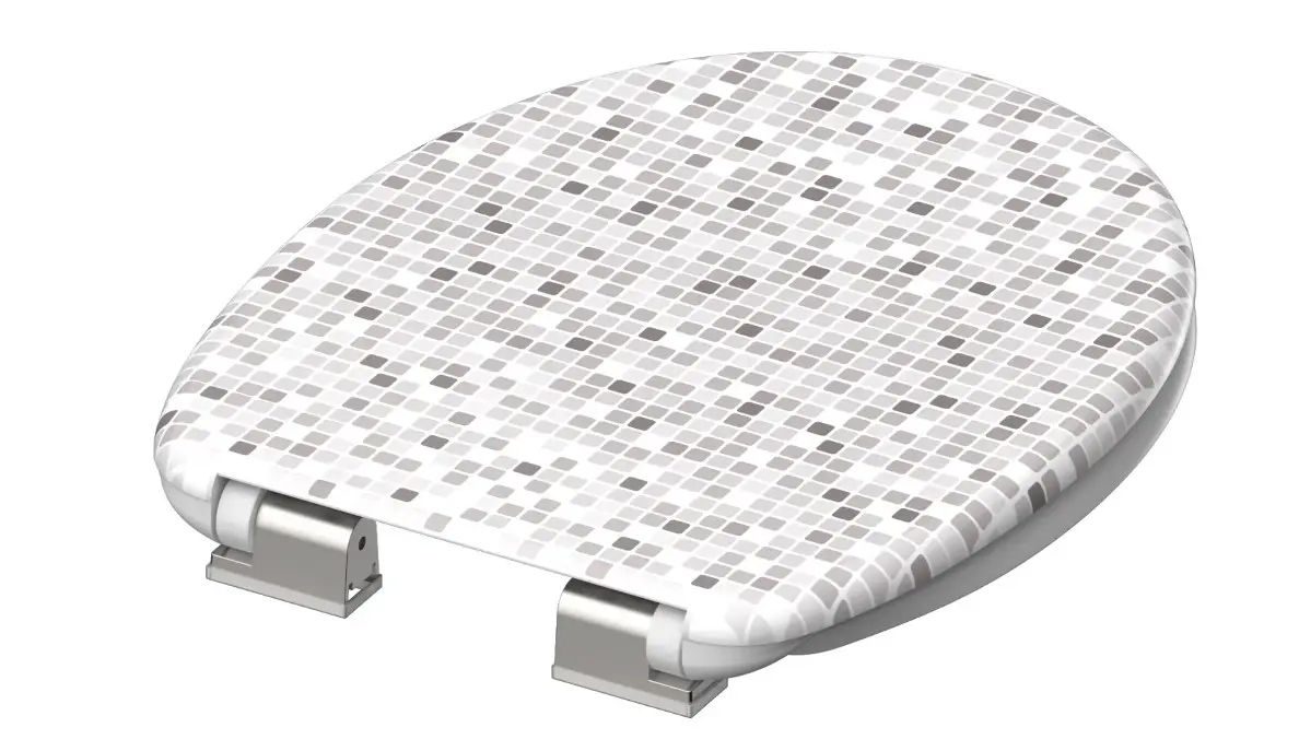 Duroplastové WC sedátko se zpomalovacím mechanismem SOFT-CLOSE MOSAIC GREY, ED82118