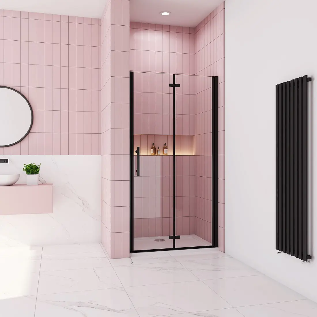 H K Sprchové dveře MELODY BLACK B8 120 zalamovací 119-121 x 195 SE-MELODYBLACKB8120SET