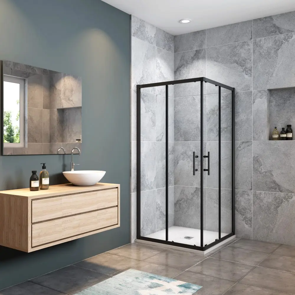Sprchový kout SIMPLE BLACK 90x80 L/P varianta, rohový vstup