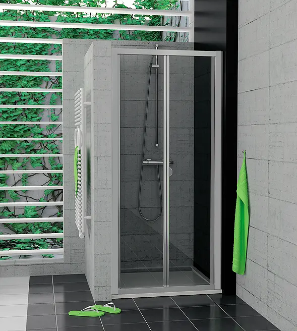 SanSwiss TOPK 0900 01 07 Zalamovací dveře 90 cm, matný elox/sklo