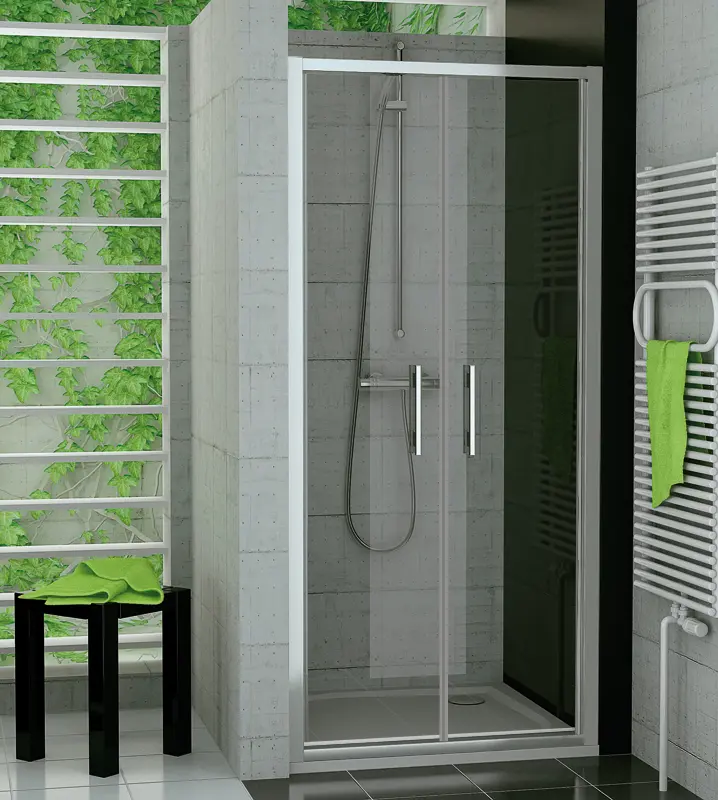 SanSwiss TOPP2 1000 01 07 Dvoukřídlé dveře 100 cm, matný elox/sklo
