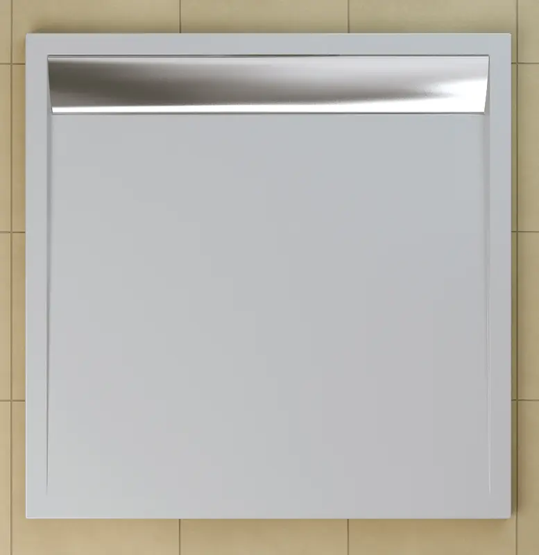 SanSwiss WIQ 090 50 04 Sprchová vanička čtvercová 90×90 cm bílá, kryt aluchromový, skládá se z WIQ 090 04 a BWI 090 50 04