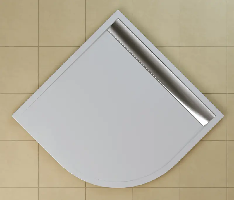 SanSwiss WIR 55 090 50 04 Sprchová vanička čtvrtkruhová 90×90 cm bílá, kryt aluchromový, skládá se z WIR 55 090 04 a BWI 090 50 04