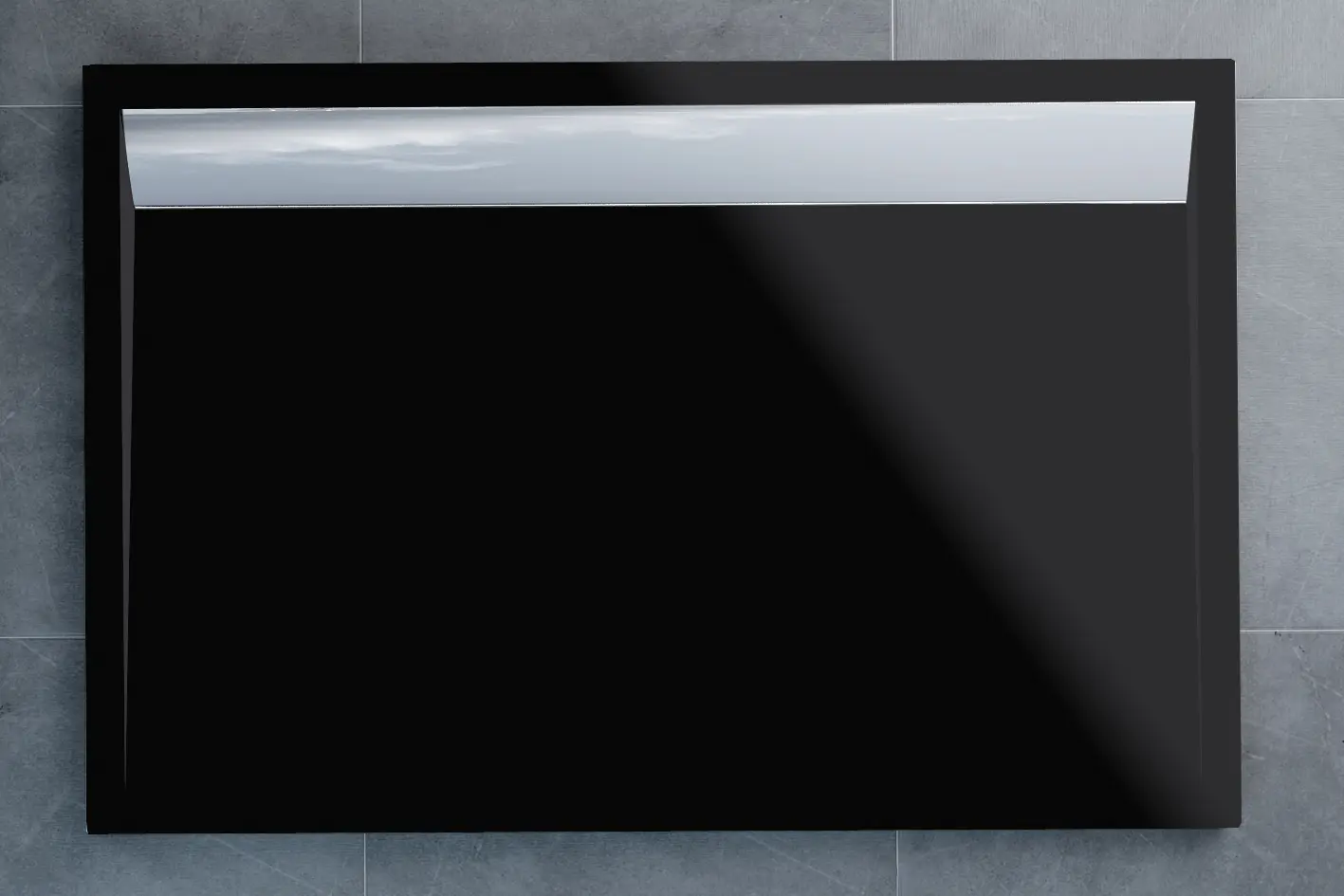 SanSwiss WIA 90 140 50 154 Sprchová vanička obdélníková 90×140 cm černá, kryt aluchromový, skládá se z WIA 90 140 154 a BWI 140 50 154