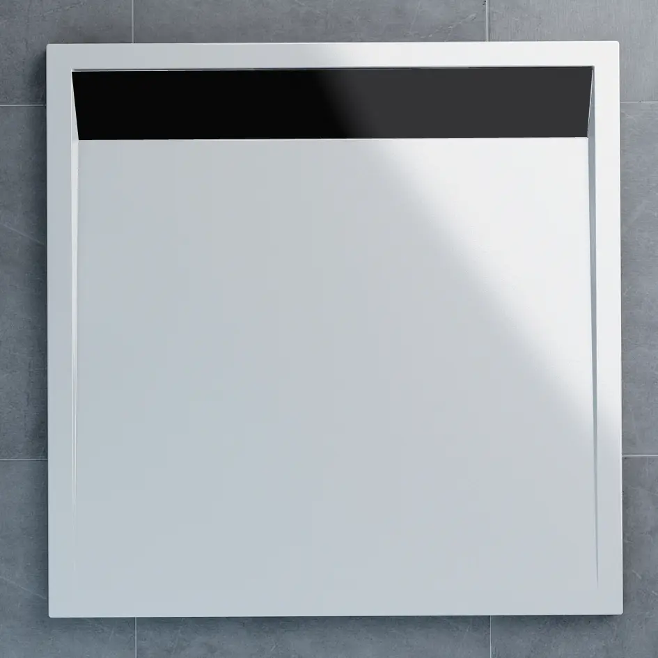 SanSwiss WIQ 090 06 04 Sprchová vanička čtvercová 90×90 cm bílá, kryt černý, skládá se z WIQ 090 04 a BWI 090 06 04