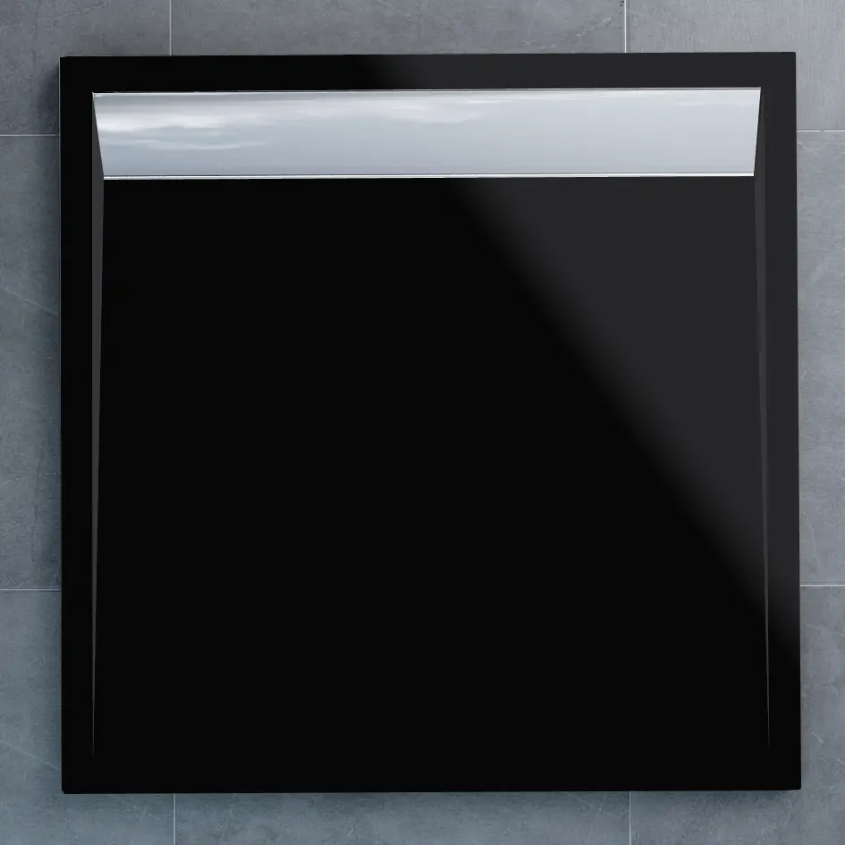 SanSwiss WIQ 090 50 154 Sprchová vanička čtvercová 90×90 cm černá, kryt aluchromový, skládá se z WIQ 090 154 a BWI 090 50 154