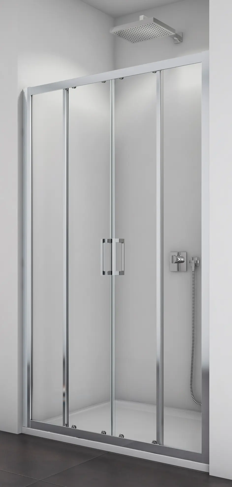 SanSwiss TOPS4 1600 50 07 Sprchové dveře dvoudílné 160 cm, aluchrom/sklo