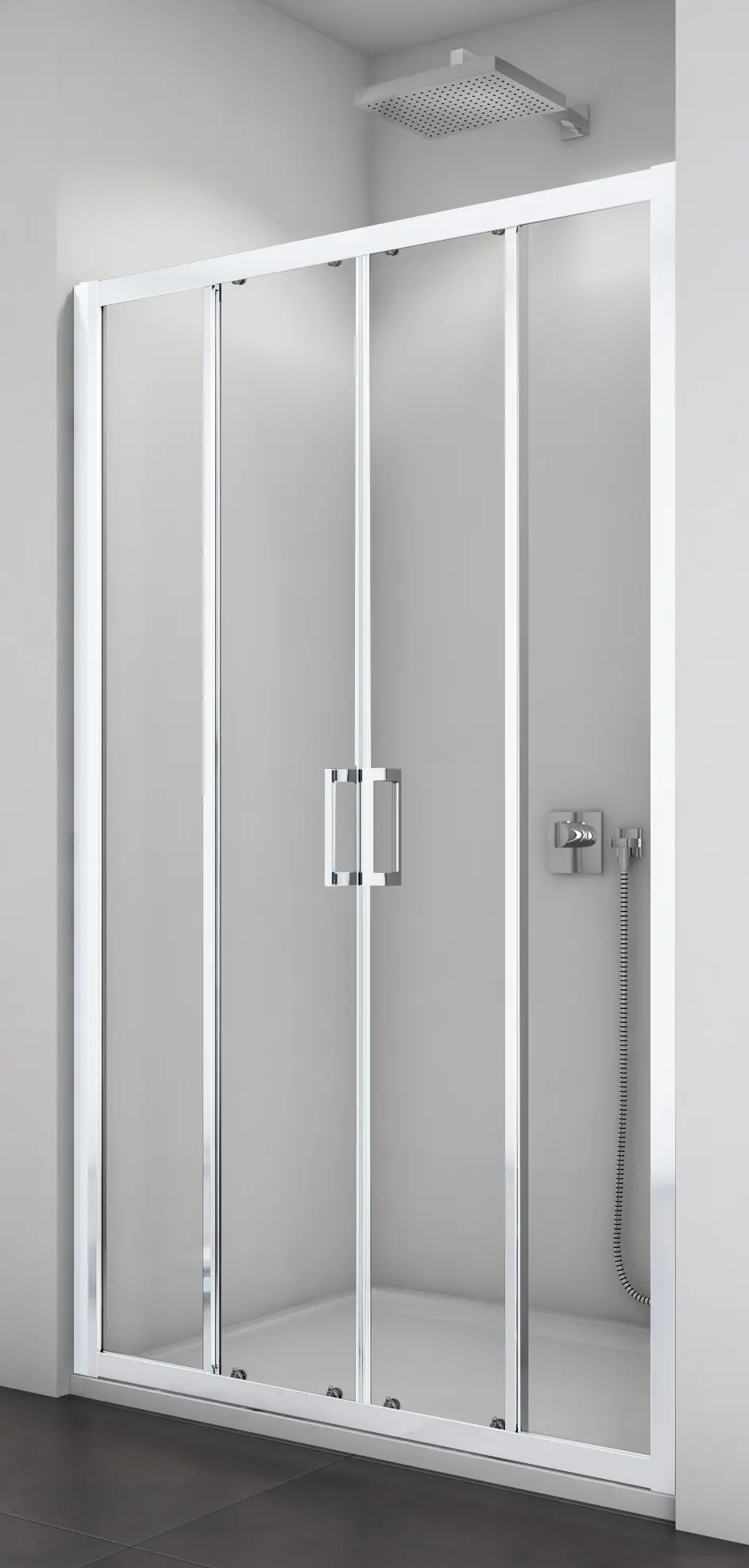 SanSwiss TOPS4 1200 04 07 Sprchové dveře dvoudílné 120 cm, bílá/sklo