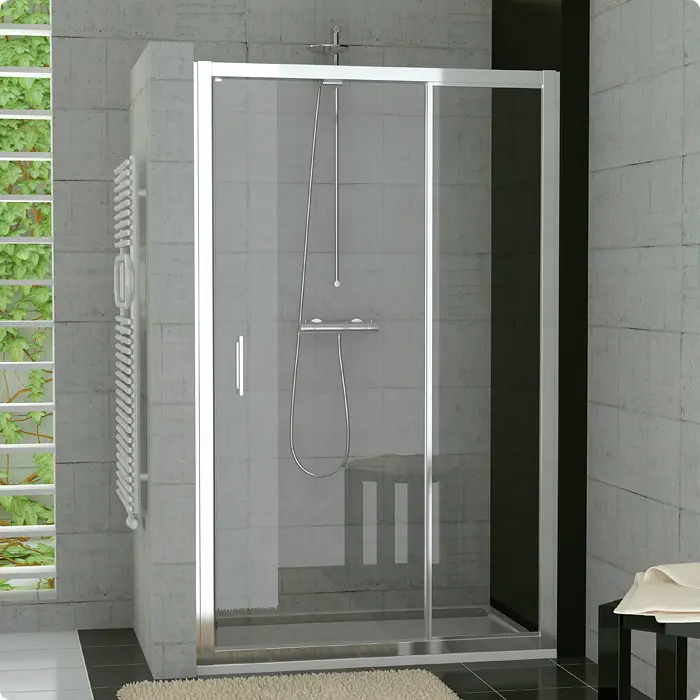 SanSwiss TED 0900 50 07 Jednokřídlé dveře s pevnou stěnou v rovině 90 cm, aluchrom/sklo